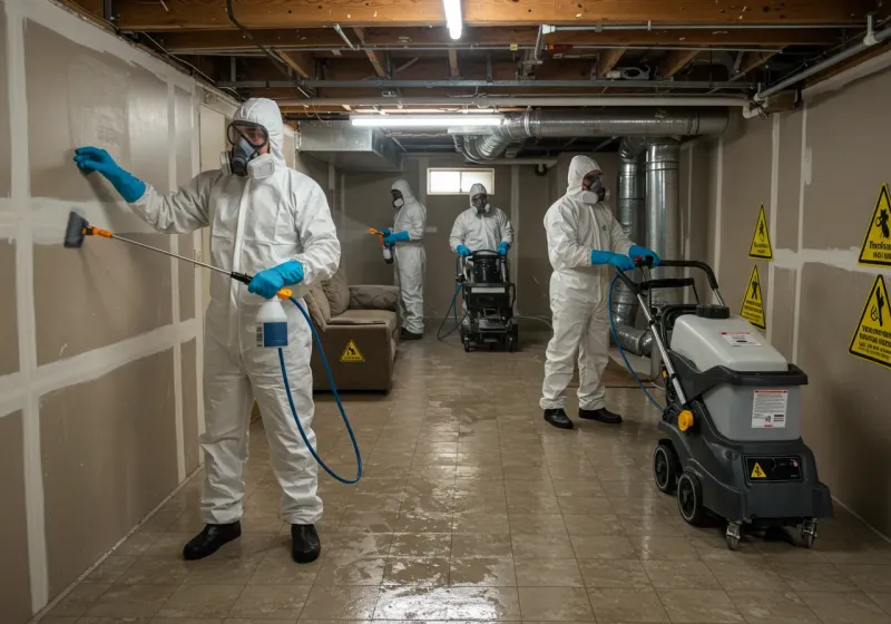 Basement Moisture Removal and Structural Drying process in West Bishop, CA